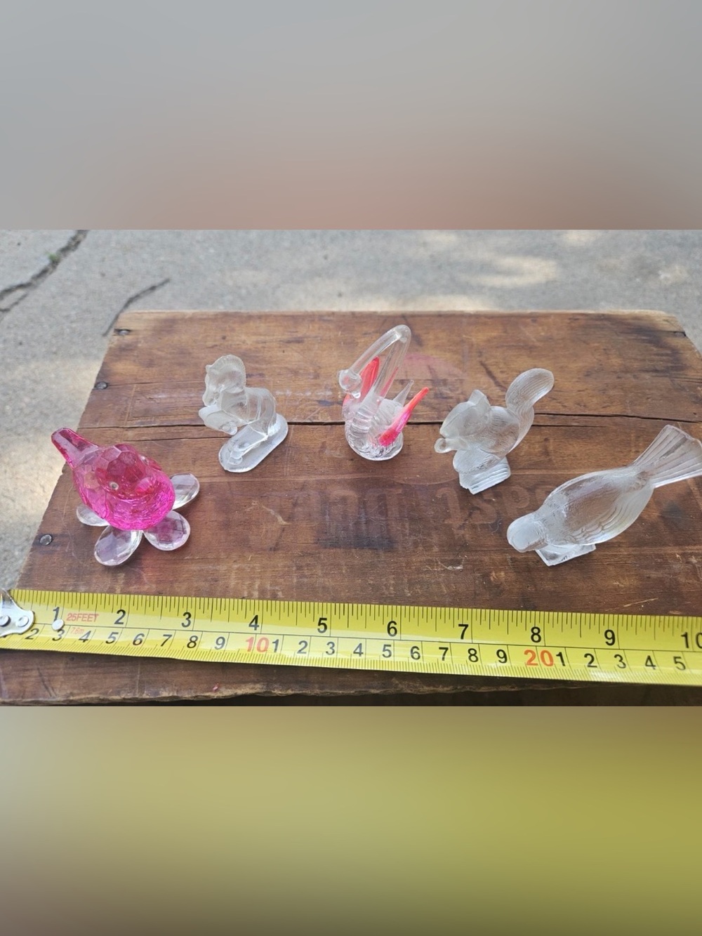Vintage Glass Crystal Animal Figurines Lot of 5 Bird Swan Horse Squirrel